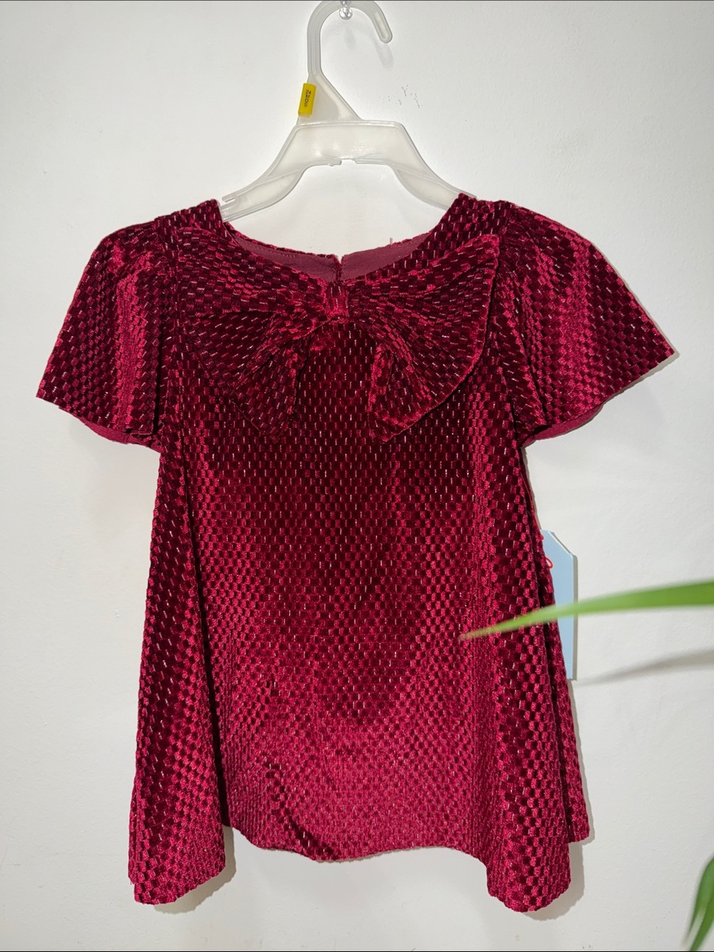 Cat & Jack Burgundy Velvet Bow Neck Dress